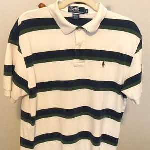 Polo by Ralph Lauren - Green, Blue, White Striped Polo - Medium